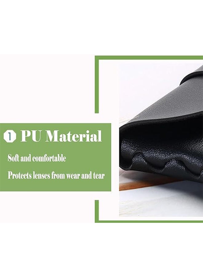 2 عبوة من حافظة نظارات ناعمة أنيقة مع حزام قفل وحقيبة خفيفة الوزن محمولة للنظارات الشمسية مصنوعة من جلد البولي يوريثان (أسود)