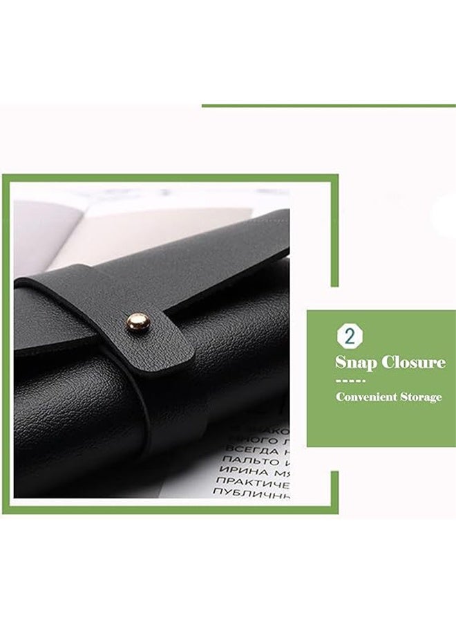 2 عبوة من حافظة نظارات ناعمة أنيقة مع حزام قفل وحقيبة خفيفة الوزن محمولة للنظارات الشمسية مصنوعة من جلد البولي يوريثان (أسود)