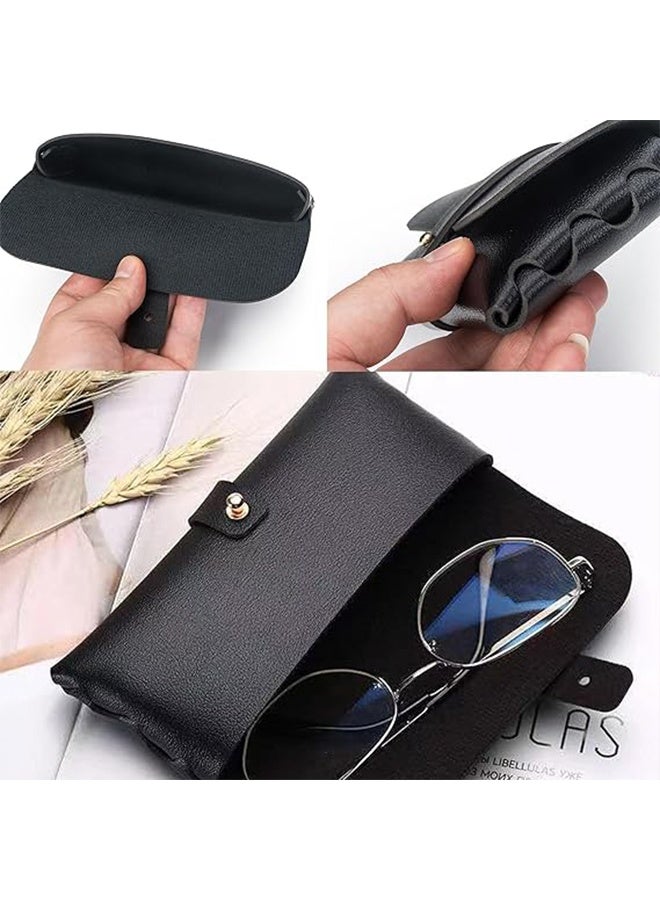 2 عبوة من حافظة نظارات ناعمة أنيقة مع حزام قفل وحقيبة خفيفة الوزن محمولة للنظارات الشمسية مصنوعة من جلد البولي يوريثان (أسود)
