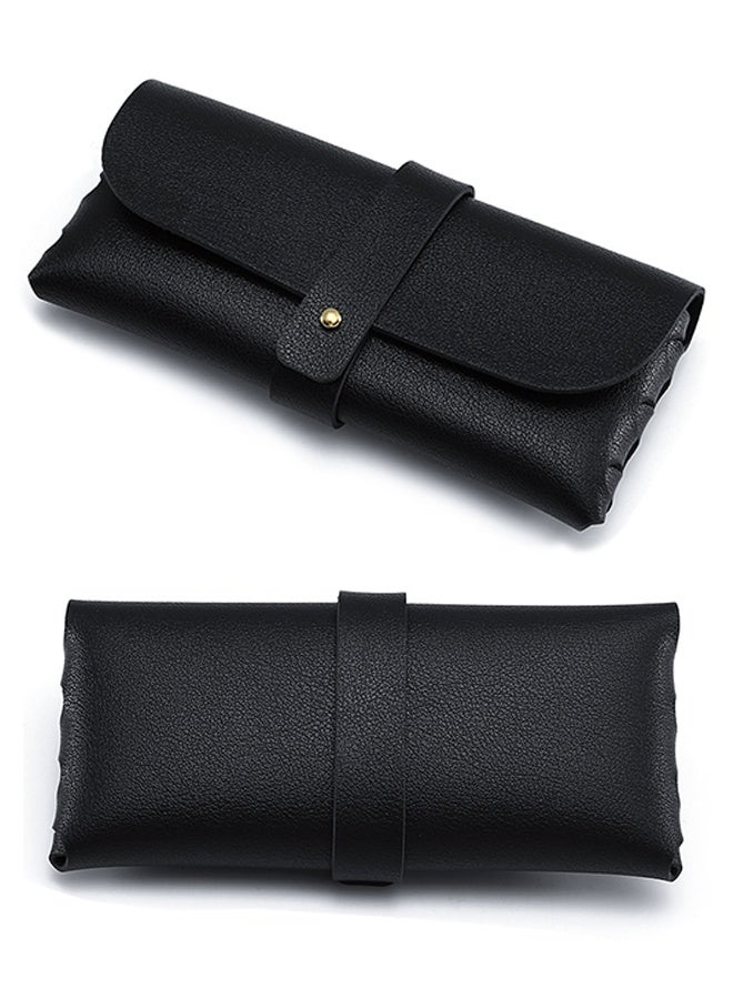 2 عبوة من حافظة نظارات ناعمة أنيقة مع حزام قفل وحقيبة خفيفة الوزن محمولة للنظارات الشمسية مصنوعة من جلد البولي يوريثان (أسود)