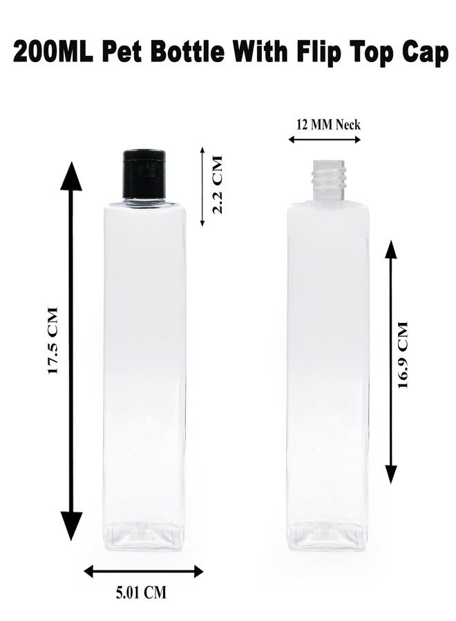 JOYUS 200ml Squeeze Bottle with Flip Top Cap, Empty BPA-Free Refillable Container For Shampoo, Lotions, Liquid Soap, Creams, Liquid Cosmetic Travel Size Transparent Bottle, Black Flip-Top, Set of 12 - Image 2