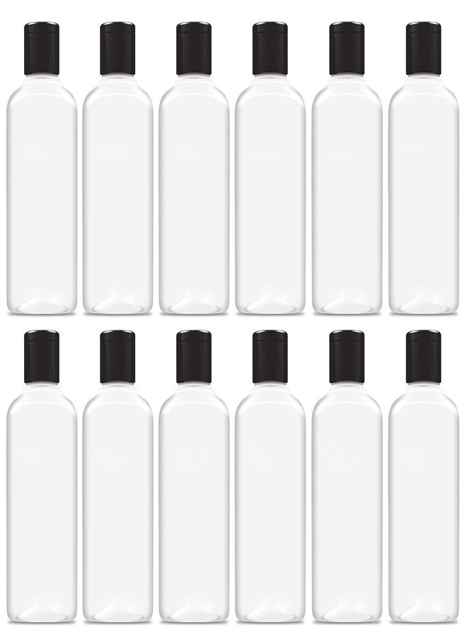 JOYUS 200ml Squeeze Bottle with Flip Top Cap, Empty BPA-Free Refillable Container For Shampoo, Lotions, Liquid Soap, Creams, Liquid Cosmetic Travel Size Transparent Bottle, Black Flip-Top, Set of 12 - Image 1