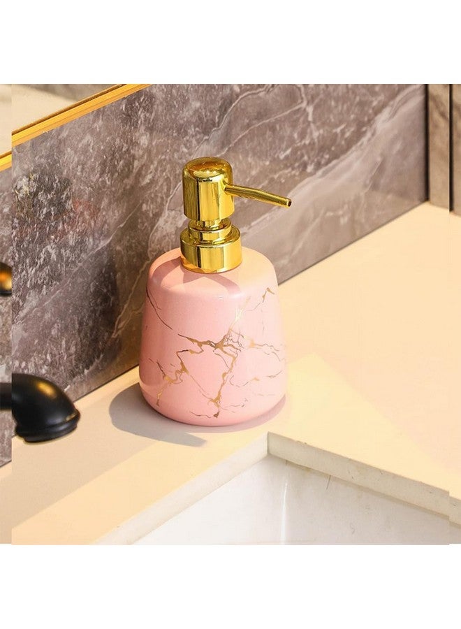 Umai UMAI Liquid Soap Dispenser | Stoneware | Bathroom Sanitizer, Lotion, Shampoo Dispenser | Ceramic Handwash Bottle for Kitchen | Soap Dispenser for Wash Basin | Bathroom Accessories | 260ml (Pink)  - Image 1