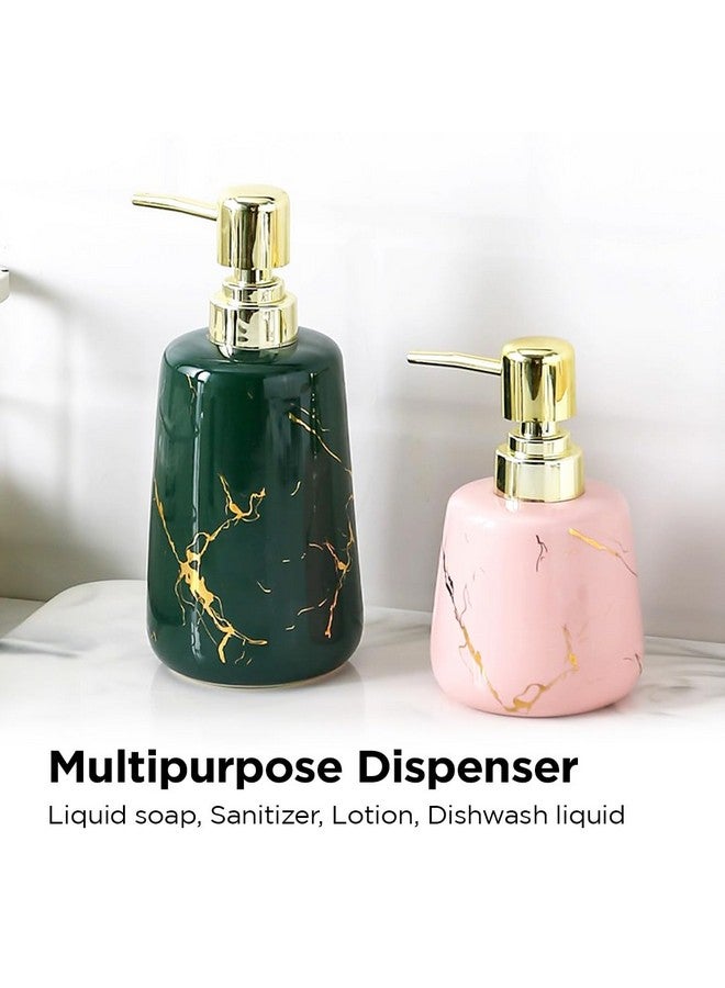 Umai UMAI Liquid Soap Dispenser | Stoneware | Bathroom Sanitizer, Lotion, Shampoo Dispenser | Ceramic Handwash Bottle for Kitchen | Soap Dispenser for Wash Basin | Bathroom Accessories | 260ml (Pink)  - Image 4