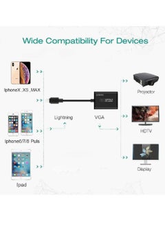 onten Onten Compatible with iPhone ipad to VGA Adapter iPhone Lighting to VGA Adapter 1080P Digital AV Adapter Connector Cord Compatible with iPhone Xs Max XR 8 7 6Plus to TV Projector Monitor Computer  - Image 4