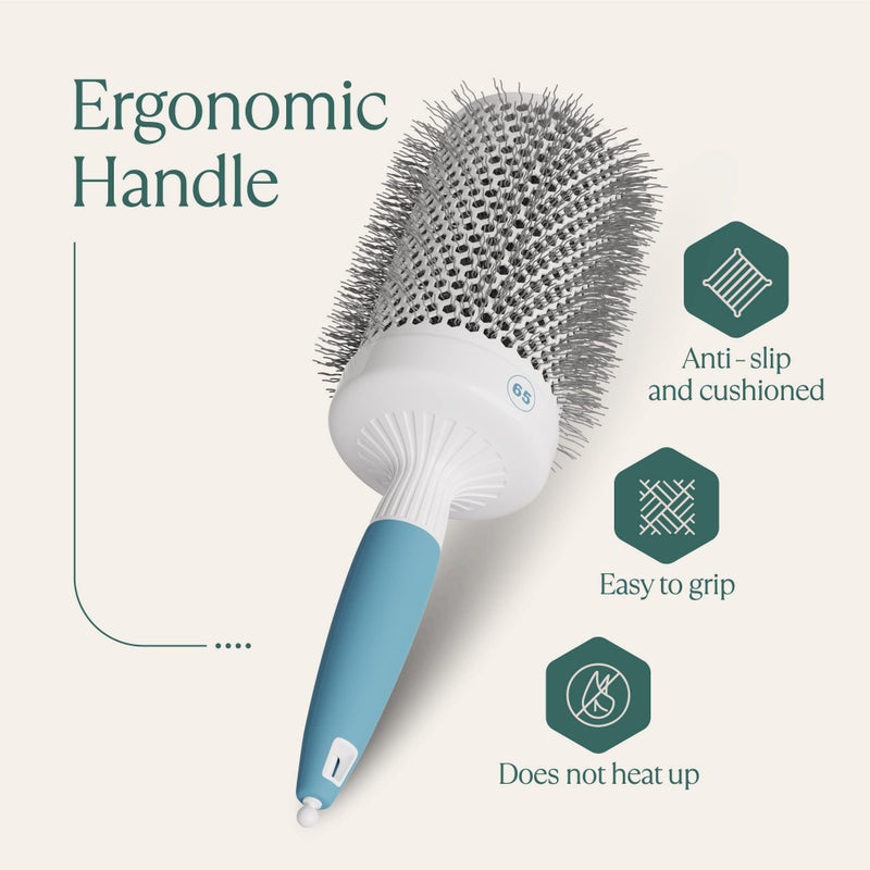 Osensia Round Brush for Blow Drying - Extra Large Ceramic Ion Thermal Barrel for Precise Styling and Maximum Volume - Lightweight Hair Brush for Smooth Manageable Hair (Bristle 3.4 in, Barrel 2.5 in) - Image 5