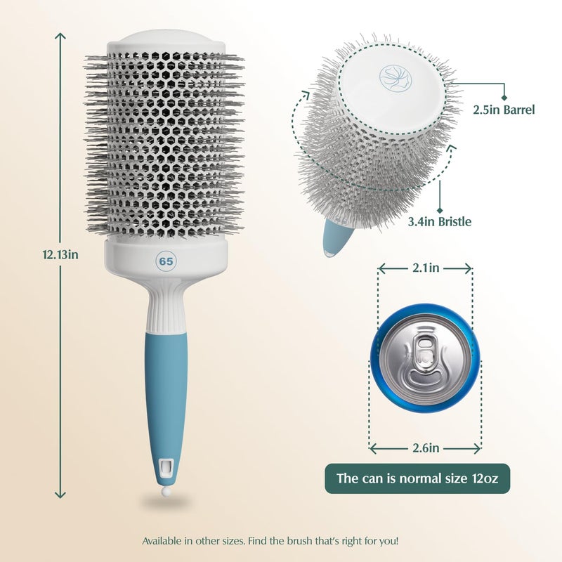 Osensia Round Brush for Blow Drying - Extra Large Ceramic Ion Thermal Barrel for Precise Styling and Maximum Volume - Lightweight Hair Brush for Smooth Manageable Hair (Bristle 3.4 in, Barrel 2.5 in) - Image 2
