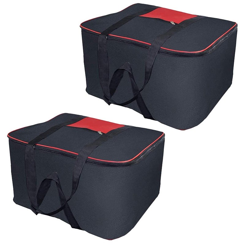WhiteKrafts Nylon Big Underbed Storage Bag Moisture Proof Baby Toys and Cloth Organiser with Zippered Closure and Handle Black Set of2  - Image 1
