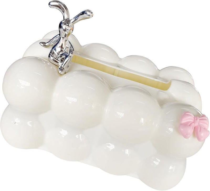 حامل علبة المناديل تصميم الأرنب الأزرق ديكور صديق للأطفال للمنزل والمكتب - Image 4