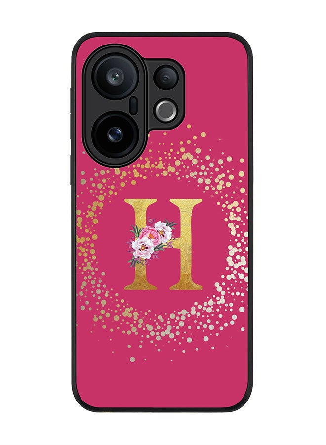 Stylizedd For vivo X200 FE / S30 Pro mini Case,Slim fit Camera Protection, Shockproof Thin Phone cover  - Custom Monogram Floral - H ( Deep Pink )