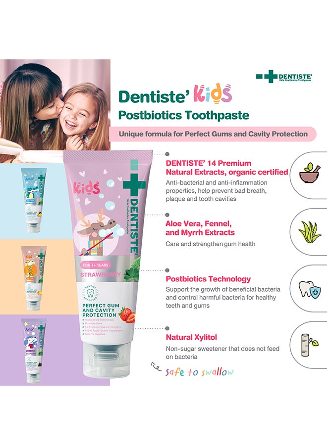 DENTISTE Kids Postbiotics Toothpaste 60G. Strawberry Flavour - For Kids Of Age 1+. - Image 4