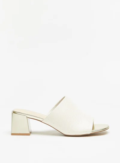 Flora Bella By Shoexpress Women's Textured Slip-On Sandals With Block Heels Ramadan Collection