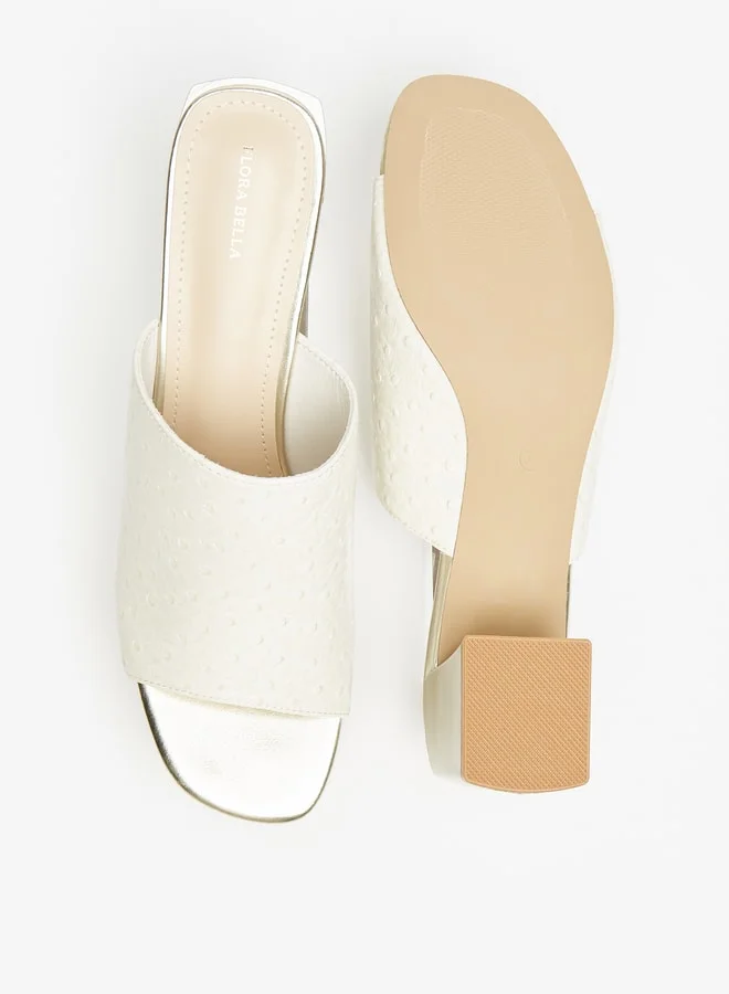 Flora Bella By Shoexpress Women's Textured Slip-On Sandals With Block Heels Ramadan Collection