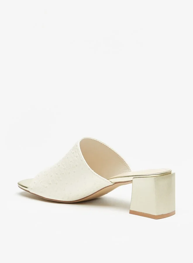 Flora Bella By Shoexpress Women's Textured Slip-On Sandals With Block Heels Ramadan Collection