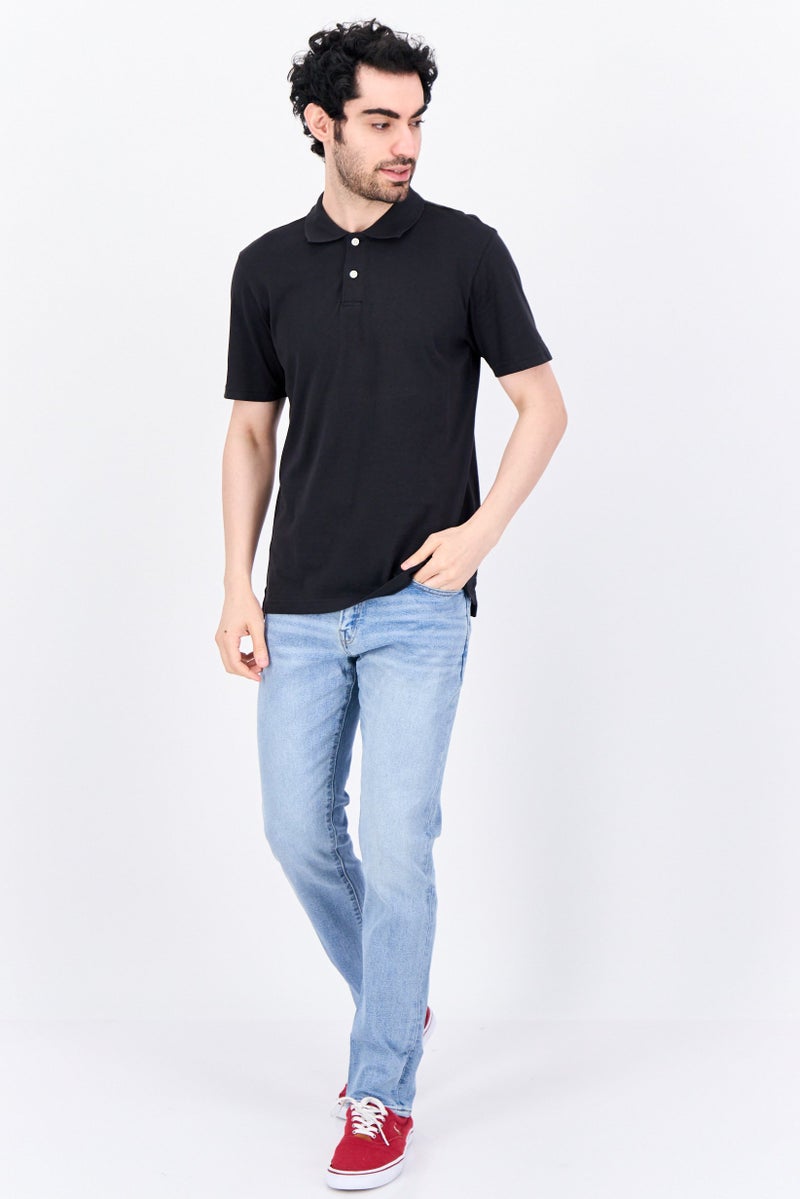 GAP قميص بولو قصير الأكمام للرجال بتصميم عادي، أسود - Image 2