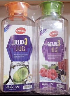 Lamsa Plast 2 square plastic water bottles from Lamsa Plast, safe plastic 1.5 liters for storing water and juices, multi-colored  - Image 1