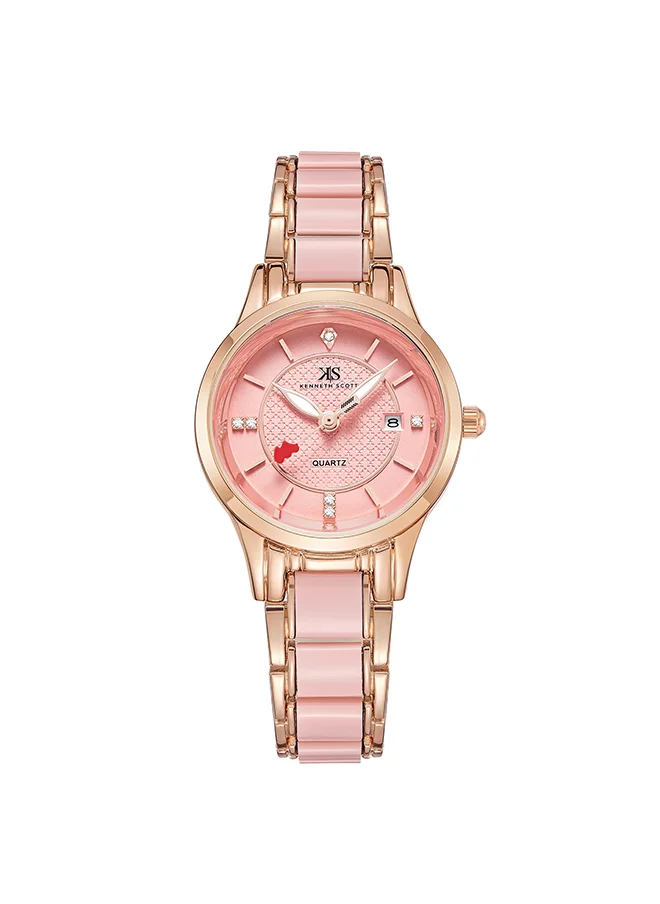 كينيث سكوت Kenneth Scott Women's Pink Dial Analog Watch - K23517-RCPP