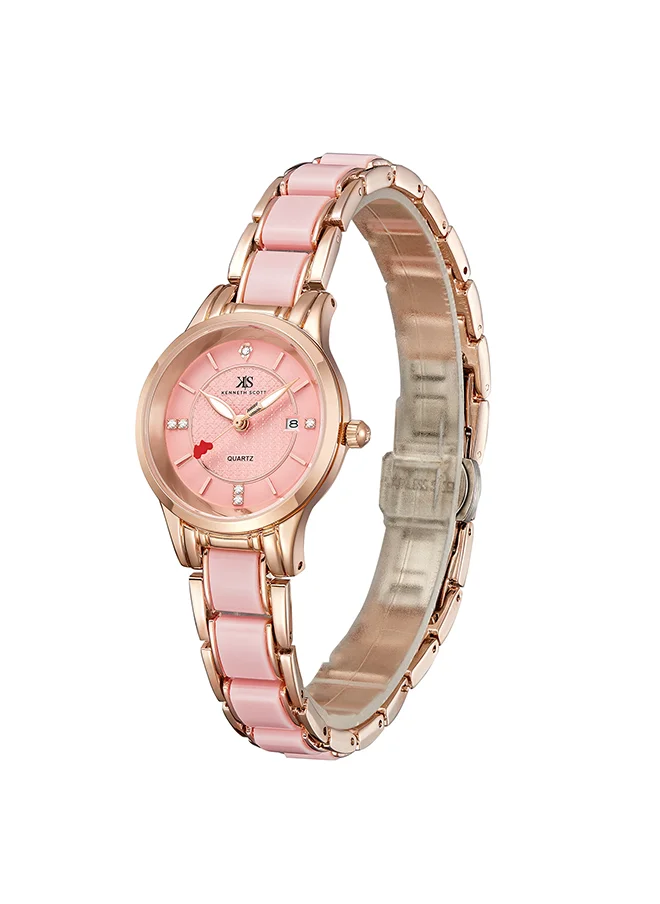 كينيث سكوت Kenneth Scott Women's Pink Dial Analog Watch - K23517-RCPP