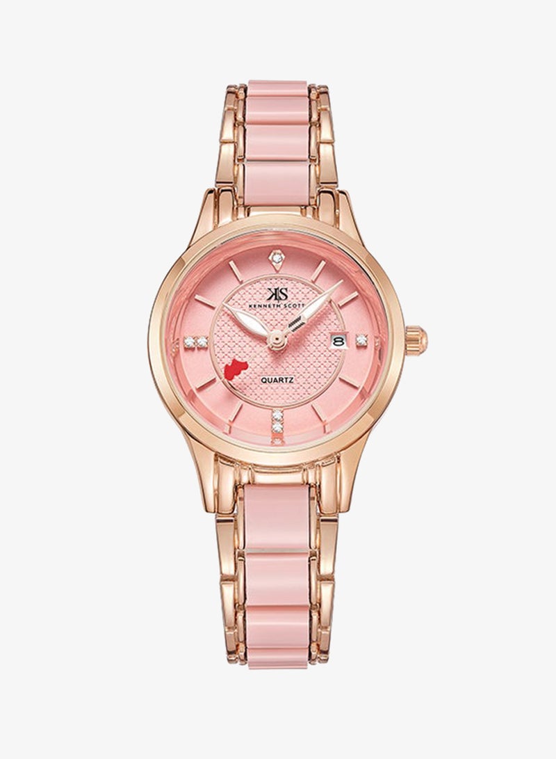 Kenneth Scott Women's Pink Dial Analog Watch - K23517-RCPP - Image 1