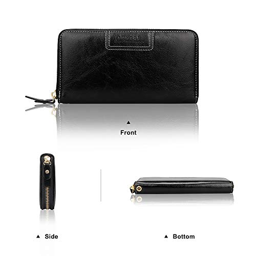 FT FUNTOR Wristlet Wallet for Women, Ladies Zip around Wallet PU Vegan Leather Clutch Long Purse Phone Card Holder Organizer Black - Image 4