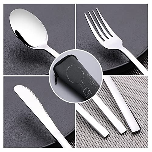 Fiazony 3-Piece Stainless Steel Traveling Cutlery for School, Office, Company, Camping Flatware with Carrying Case - Image 3