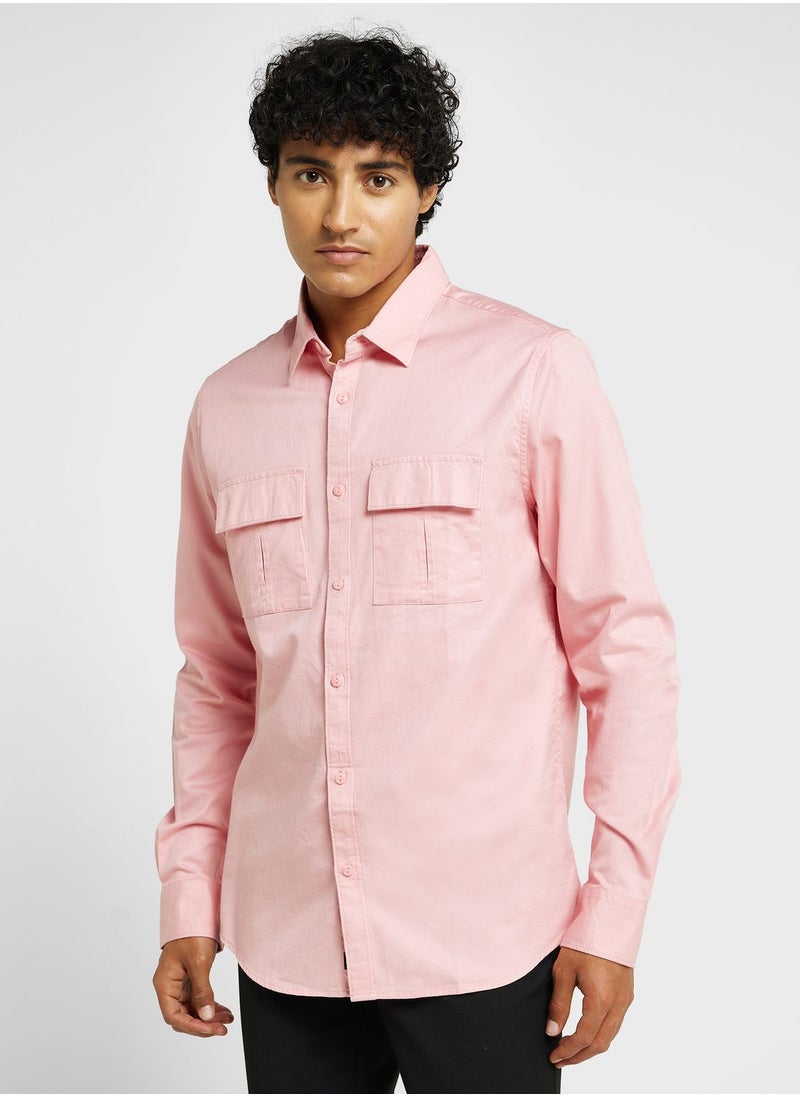 Thomas Scott - Thomas Scott Classic Slim Fit Twill Weave Pure Cotton Casual Shirt - Image 1