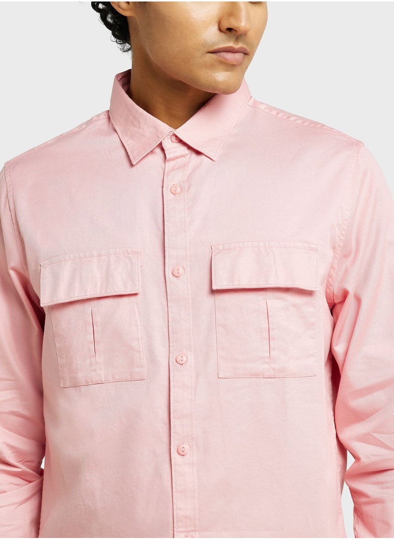 Thomas Scott - Thomas Scott Classic Slim Fit Twill Weave Pure Cotton Casual Shirt - Image 1