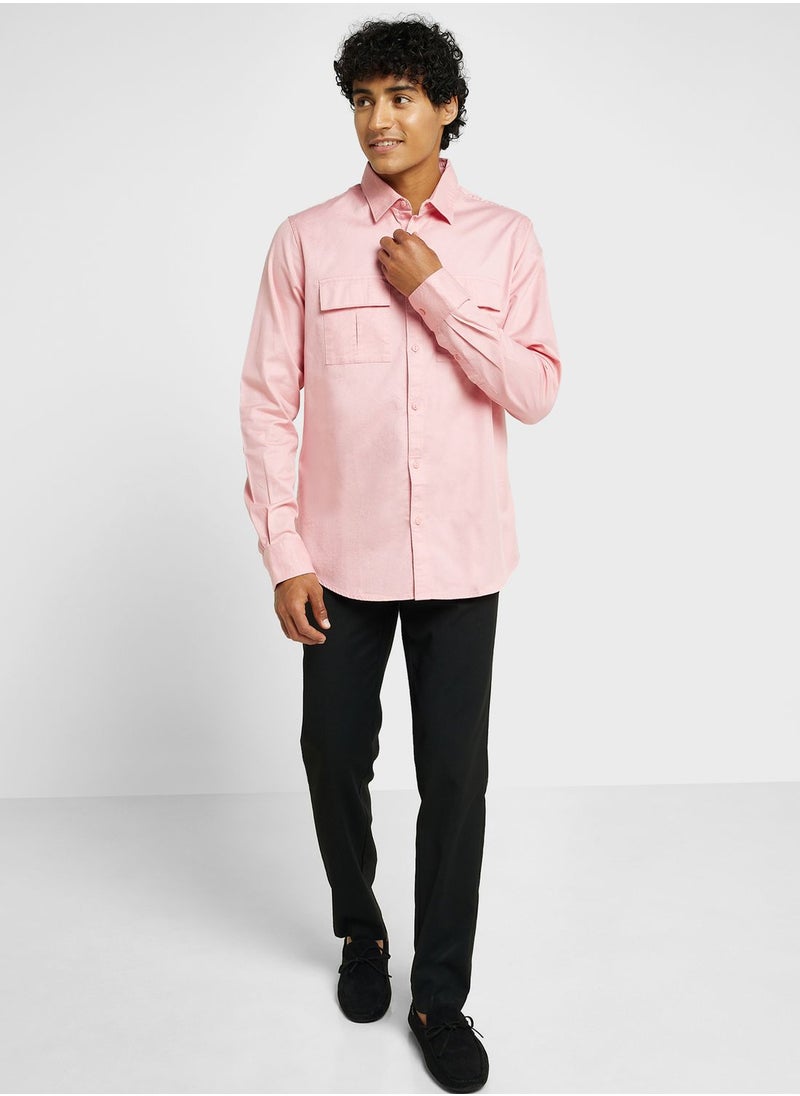 Thomas Scott - Thomas Scott Classic Slim Fit Twill Weave Pure Cotton Casual Shirt - Image 1