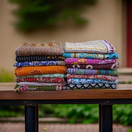 Boho Sanskriti لحاف بوهو سانسكريتي الهندي، أغطية سرير عتيقة، رمي، رالي، مجموعة قنطة قابلة للعكس، غطاء سرير، بطانية قطنية جوداري - قطع فردية، توأم - Image 2