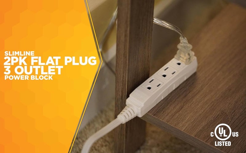 Woods Slimline Extension Cord, 13ft, White - Image 2