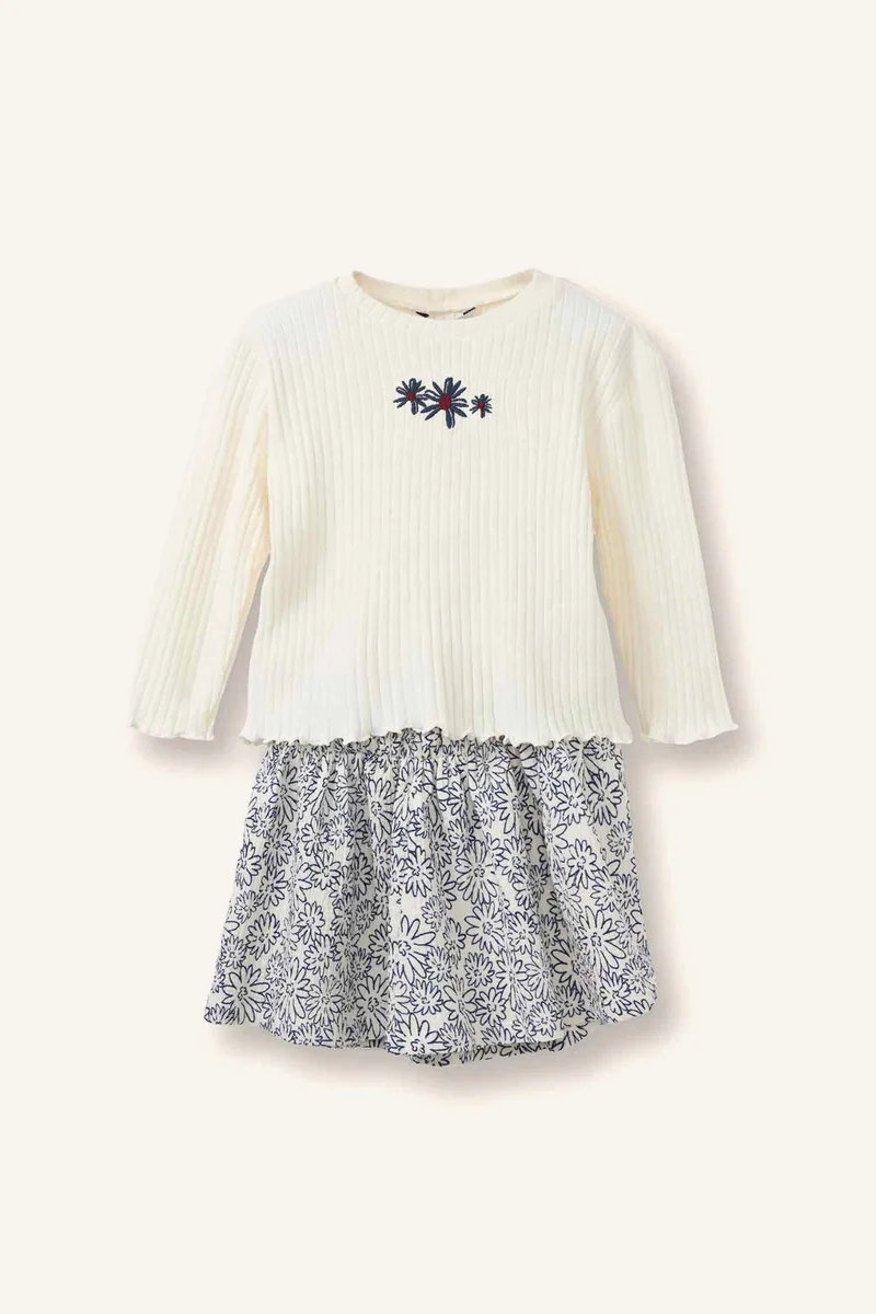 ديفاكتو Baby Girl Floral Ribbed Camisole 2 Piece Set