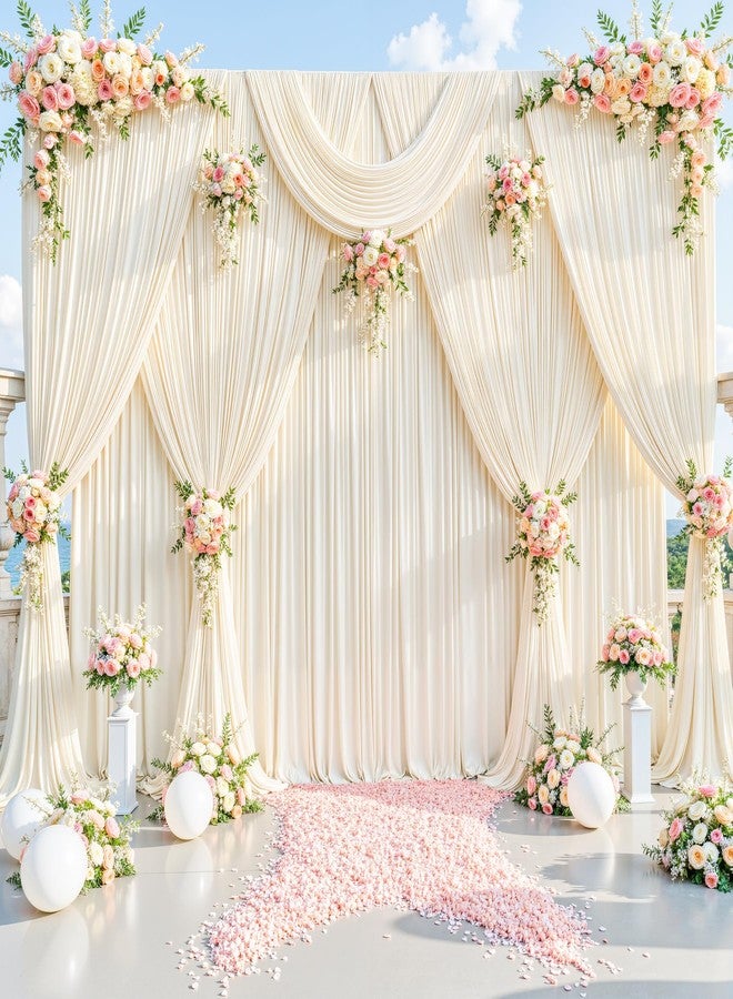 Suppromo 4 Panels Champagne Backdrop Curtain for Baby Shower Wrinkle Free 20ft x 10ft Backdrop Drapes Panels for Parties Wedding Bridal Shower Birthday Photo Photography Fabric Background Decoration - Image 3