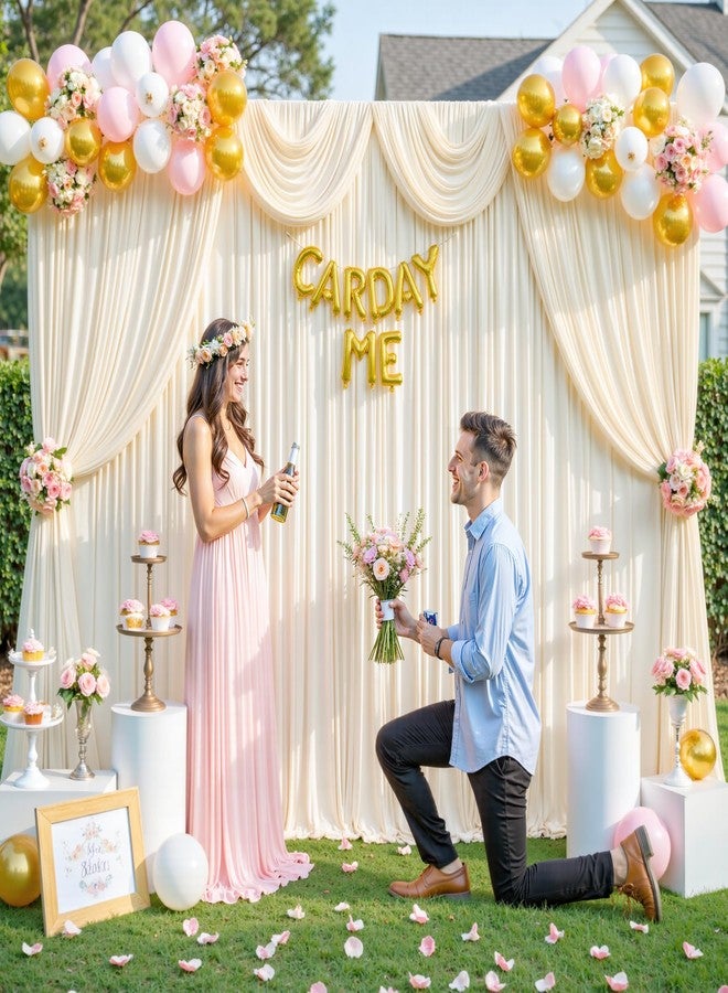 Suppromo 4 Panels Champagne Backdrop Curtain for Baby Shower Wrinkle Free 20ft x 10ft Backdrop Drapes Panels for Parties Wedding Bridal Shower Birthday Photo Photography Fabric Background Decoration - Image 2