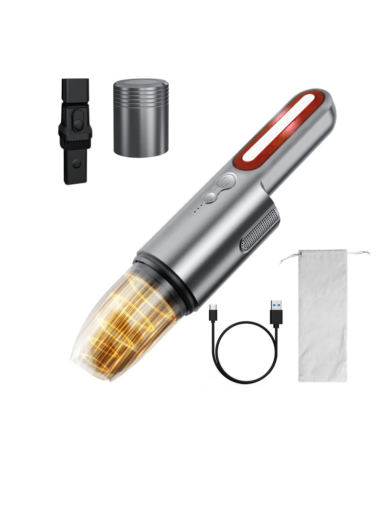 مكنسة كهربائية محمولة بدون سلك، مكنسة سيارة قوية الشفط قابلة لإعادة الشحن، مكنسة صغيرة يدوية مع مصباح LED، مكنسة يدوية للسيارة، المنزل وشعر الحيوانات الأليفة - USB C - Image 1