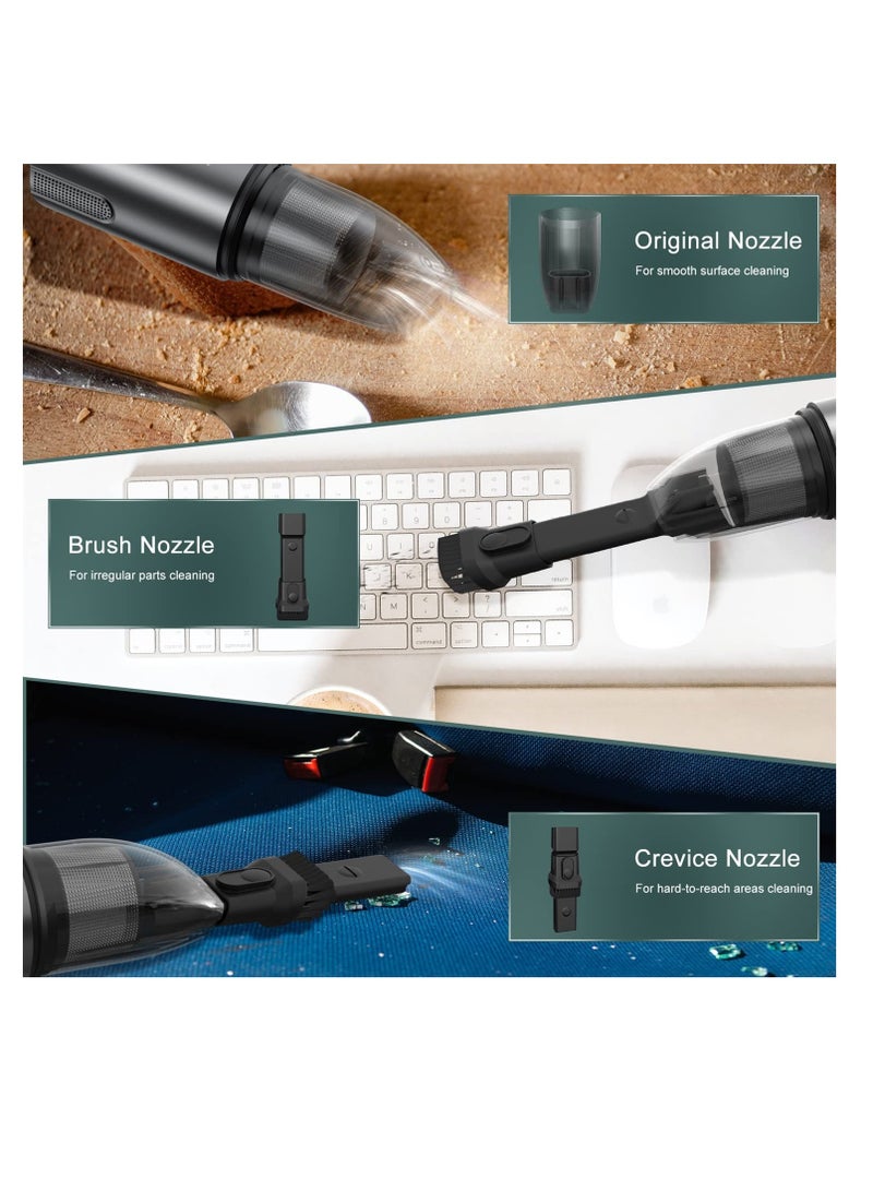 مكنسة كهربائية محمولة بدون سلك، مكنسة سيارة قوية الشفط قابلة لإعادة الشحن، مكنسة صغيرة يدوية مع مصباح LED، مكنسة يدوية للسيارة، المنزل وشعر الحيوانات الأليفة - USB C - Image 3