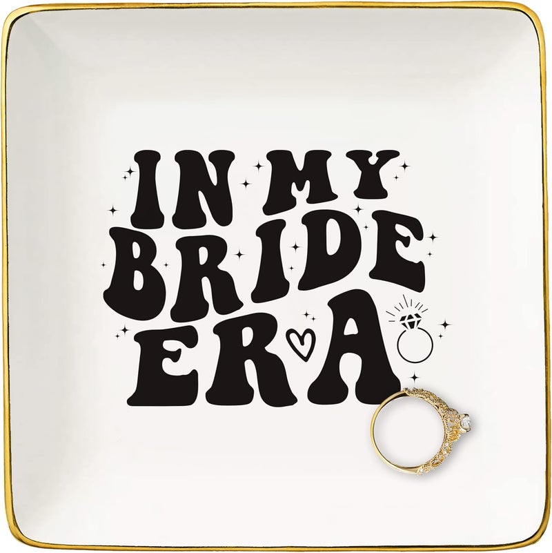 NZY Engagement Gifts for Women,Bridal Shower Gifts-Wedding Present for Bridal-Bachelorette Party Present for Bride,Friend,Fiancee,Wifey,Ceramic Jewelry Tray Trinket Holder Ring Dish-in My Bride Era - Image 1