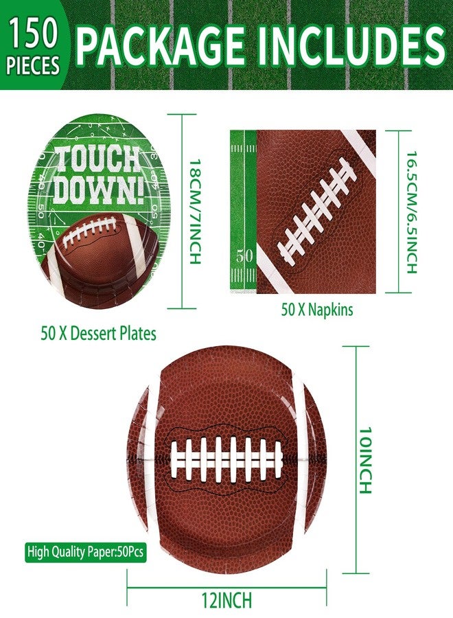 Grencian 150PCS Football Party Decorations Football Oval Paper Plates Disposable Super Bowl Plates Football Party Plates for Birthday Party Football Game Day Super Bowl Football Party Supplies, Serves 50 - Image 4