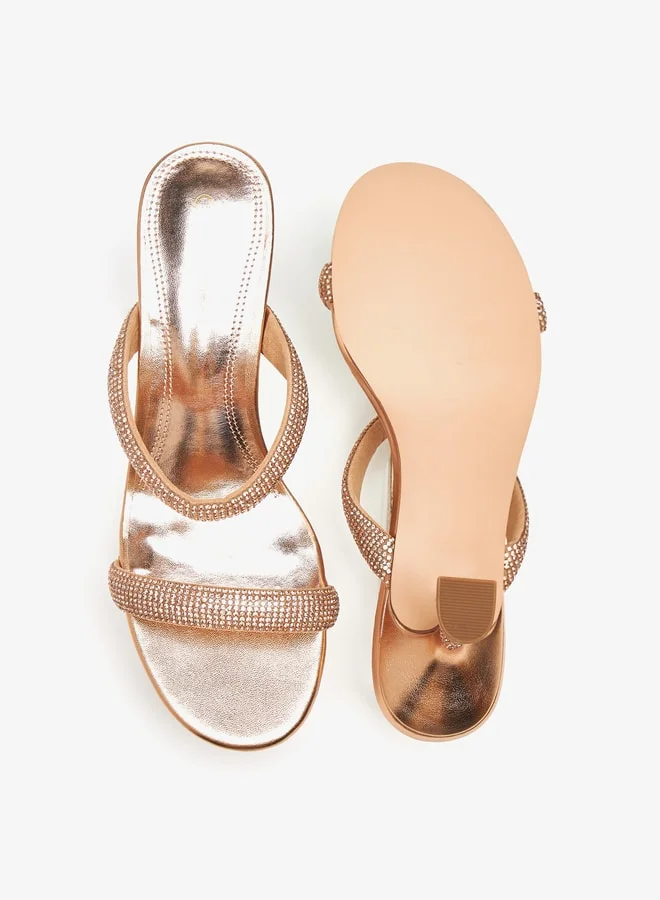 سيليست Women's Embellished Slip-On Sandals with Flared Heels