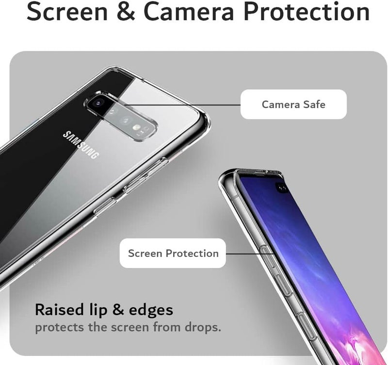 Nishtech غطاء خلفي هجين شفاف فائق النعومة نحيف مضاد للغبار مع حماية الكاميرا لهاتف سامسونج جالاكسي S10 - Image 3
