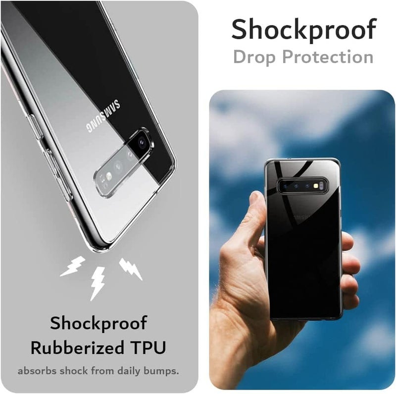 Nishtech غطاء خلفي هجين شفاف فائق النعومة نحيف مضاد للغبار مع حماية الكاميرا لهاتف سامسونج جالاكسي S10 - Image 2