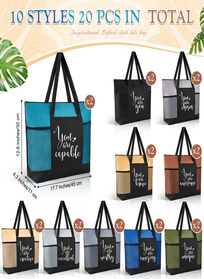 Clysee 20 Pcs Employee Appreciation Gifts Bulk Thank You Tote Bags for Women Nurses Teacher Gifts (Neutral - Image 2