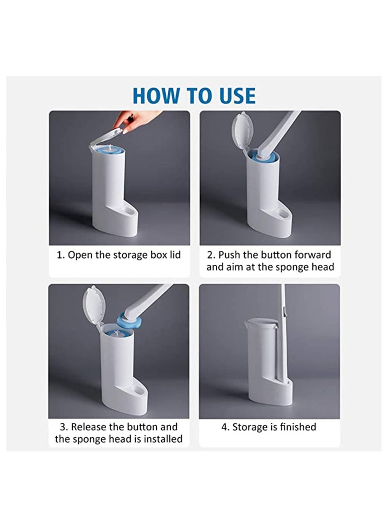 UREVO Toilet Bowl Cleaning Brush, Disposable Brush Head with 16 Refills Dissolving Wand Replacement Sponge, Soft Cleaner Brush for Bathroom Cleaning - Image 3