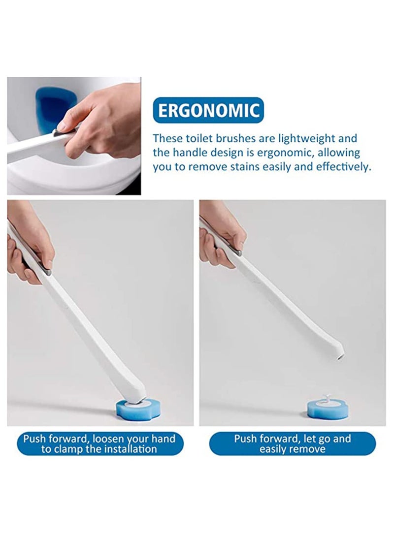 UREVO Toilet Bowl Cleaning Brush, Disposable Brush Head with 16 Refills Dissolving Wand Replacement Sponge, Soft Cleaner Brush for Bathroom Cleaning - Image 2