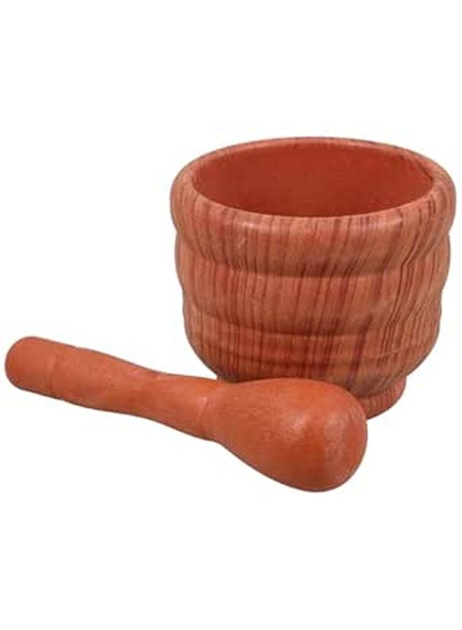 Large Wood Grain Garlic Crusher and Spice Pestle Set Manual Masher Bowl for Kitchen - Image 1