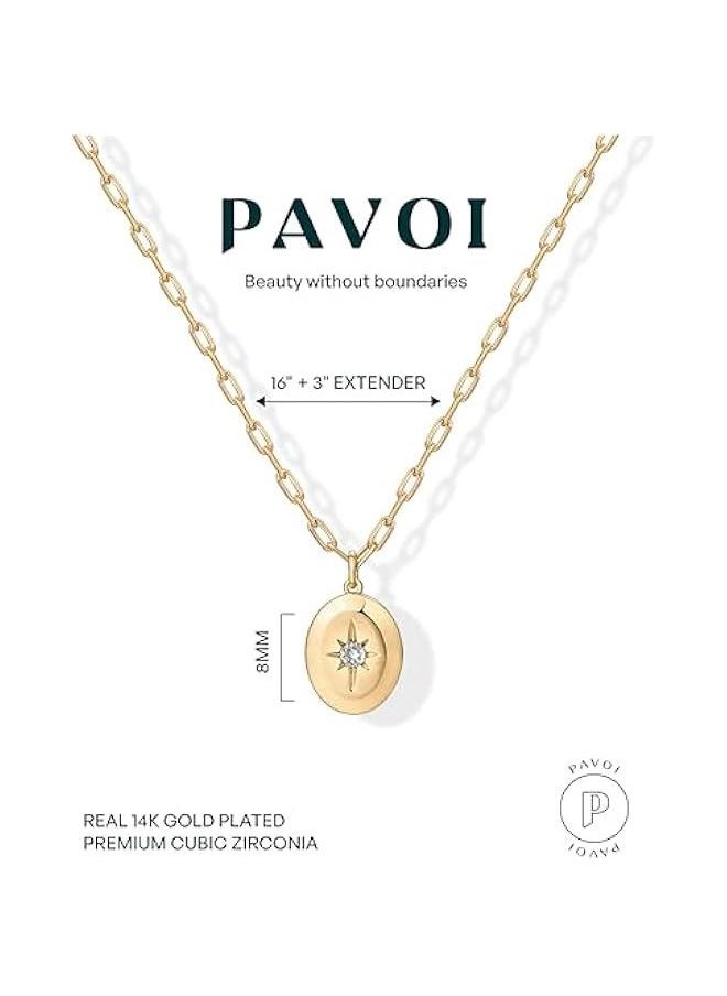 PAVOI - 14K Gold Plated Engraved Coin Pendant Necklaces for Women | Byzantine Coin Pendants | Bohemian Necklace - Image 1