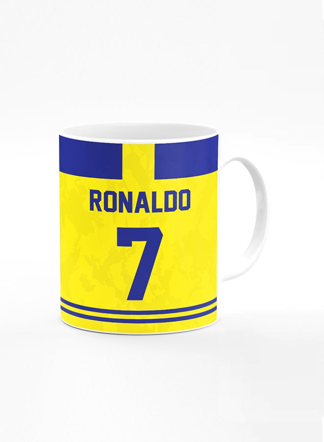Stylizedd Designer Printed Coffee Mug with Heavy Duty Handle 11oz Ceramic Personalised Gift Mugs Cup- Football Ronaldo Jersey no 7 Design A  - Image 1