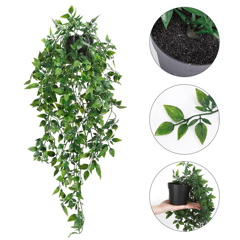 Whonline 2pcs Fake Hanging Plants, Artificial Potted Plants for Indoor Outdoor Aesthetic Office Living Room Shelf Decor - Image 4