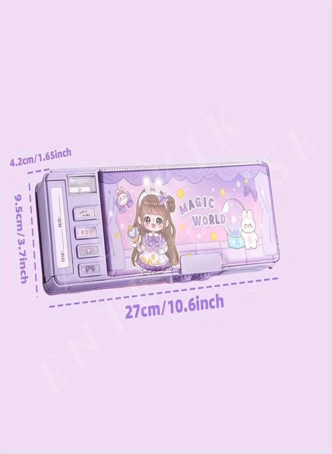 ARNIYAVALA Password Lock Pencil Box with Sharpener - Cute Cartoon Geometry Case with Stationery Compass for Boys & Girls, Secure School Supplies Box Gift for Kids (Magic World) - Image 2