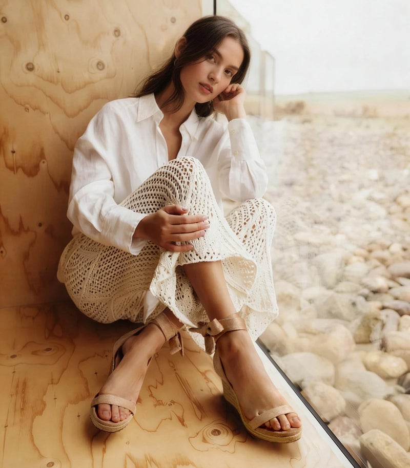 Ankis Women's Espadrilles Wedges Sandals Heels Open Toe Tie Lace Up Cute Ankle Strap Dressy Platform Wedges Sandals - Image 3