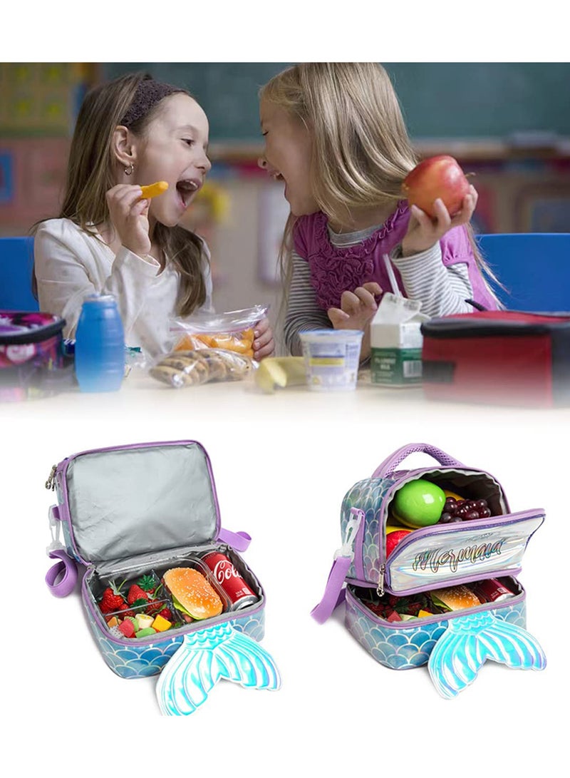 Eazy Kids Bottle, Lunch Bag, Detachable And Adjustable Shoulder Strap - Mermaid Purple - Image 5